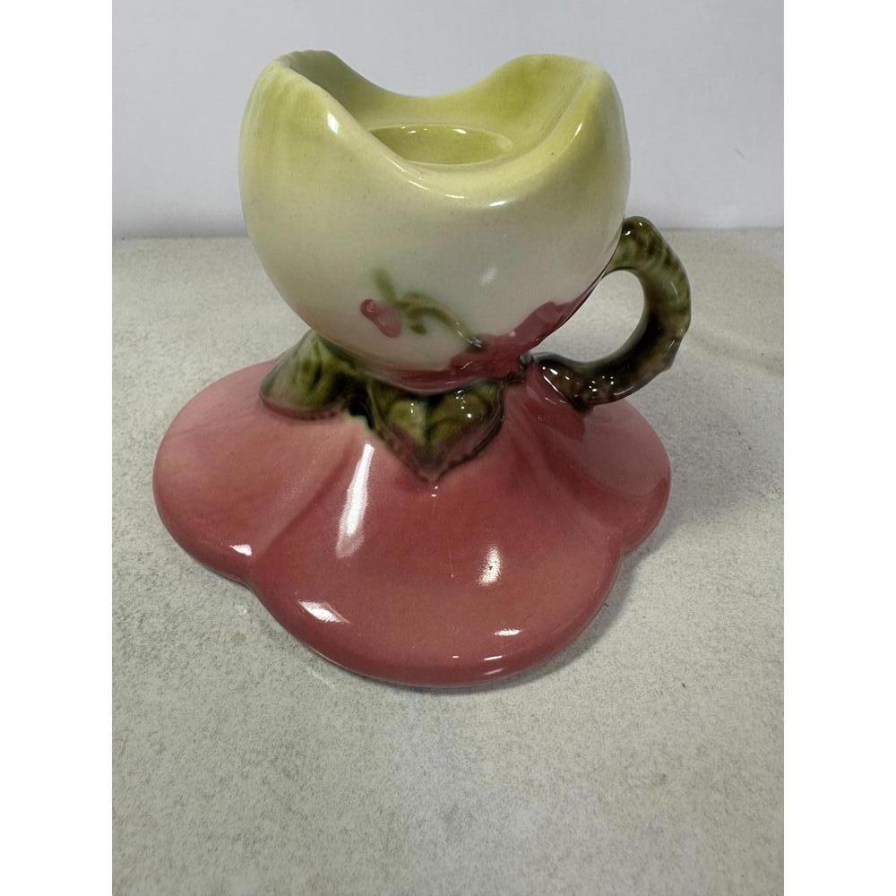 VTG Hull Pottery Woodland Candlestick Holders Pair Pink Cottagecore Farmhouse - Picture 3 of 4